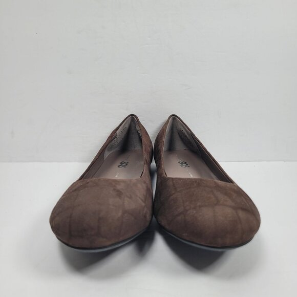 SAS Women's Brown Lacey Turf Croc Suede Flat US Size 10.5W Made in Italy - Picture 3 of 8